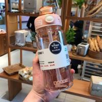ราคา DODGE Sports Water Bottle With Straw Outdoor Travel Fitness Portable Clear Tritan Plastic Drink Bottle BPA Free (27676192835)