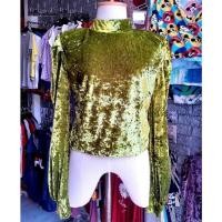ราคา เสื้อครอปแขนยาว คอเต่า ผ้ากำมะหยี สีเขียว ซิปหลัง ผ้าหนา 2 ชั้น ผ้านิ่มมาก ทรงสวย เรียบหรู ดูดี เกาหลีมาก (24222135259)