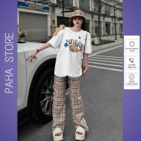 ราคา ชุดเข้าเซทผู้หญิง เสื้อยืดผู้หญิงกับกางเกงขากระบอกผ้าฝ้ายเฮ็มและปาหะ (25377981651)