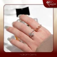ราคา Nakorn Gems(นคร เจมส์) แหวนทองแท้14K(ทอง75%) แหวนหัวใจคู่ แหวนดีไซน์รูปหัวใจฝังเพชรแท้ พร้อมใบรับปร (28273331756)