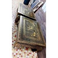 ราคา ตั่งไม้สัก ลงรักปิดทอง ลายพญาครุฑ ตั่งไม้สักโบราณ ตั่งขาคู่ลงรักปิดทอง (20362547267)