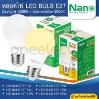 ราคา NANO หลอดไฟ LED BULB ขั้ว E27 7W 9W 12W 15W 18W 25W แสงขาว 6500K แสงวอร์ม 3000K หลอดประหยัดไฟ (27042578952)