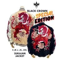 ราคา Black crown Sukajan jacket red tiger เสื้อแจ็คเก็ตลายปักเสือแดง เสื้อสีดำกำมะหยี่ เสื้อสีครีมเรยอนวิสโคส Clothing (24538945090)