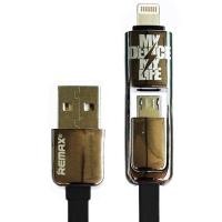 ราคา Remax 2 in 1 Transformer Data Line for Android & iPhone สายชาร์จ 2 หัว (สีดำ) (636921822)