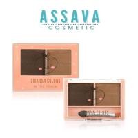 ราคา ที่เขียนคิ้วแบบฝุ่น มี 2 สีในตลับเดียว พร้อมแปรง 2 หัว #HF624 Sivanna Peach Pro Eyebrown Powder (10454078172)