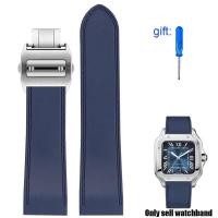 ราคา Original-For Cartierขนาดใหญ่Santos Sandoz Santos 100 สายนาฬิกาซิลิโคนกันน้ําผู้ชายsยางนาฬิกาอุปกรณ์เสริม 23 มม.25 มม.สร้อยข้อมือ (55451466448)