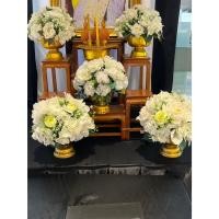 ราคา พานพุ่ม พานดอกไม้สีขาวคละสีขาวดอกไม้ สวยมากๆๆ พานดอกไม้ พานบูชา พานไหว้ครู พานใหญ่ ขนาดพาน 16 ซม.พร้อมดอกไม้ 26-29 ซม. (57802694069)