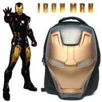 ราคา กระเป๋าเป้สะพายหลังไอรอนแมนมีไฟที่ตาสินค้านำเข้าจากต่างประเทศ Iron Man Head Bag Limited Edition Black-Gold (3360011495)