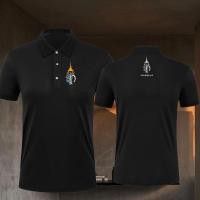 ราคา เสื้อโปโลแขนสั้นสีดำ ด้านบนมีตราแสดงความอาลัย ชุดดำออกงานศพ โบว์ไว้ทุกข์ Polo shirts are suitable for daily wear S-3xl (56100915846)