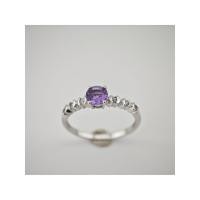 ราคา แหวนทองคำขาว10kชูamethystบ่าเพชรแท้ ไซส์54 (29719767155)