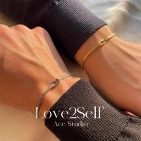 ราคา Love2Self S094 Matching Knot สร้อยข้อมือคู่สแตนเลส Minimalist 2 มม.Non Tarnish Eternal Love ของขวัญ (47453214921)