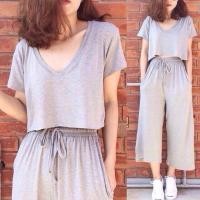 ราคา เสื้อ crop grey (topshop) (44195734)
