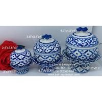ราคา ชุดถ้วย โถ พาน ลายคราม ถ้วยเซรามิก มีฝา ลายสัปปะรด สีน้ำเงิน สำรับอาหาร ถ้วยขนม ถ้วยผลไม้ ของว่าง งานมงคล พิธีบวงสรวง (16030139537)