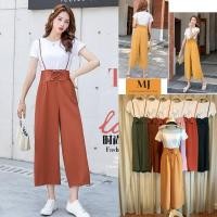 ราคา 923 มี8สี งาน 2 ชิ้น เอี้ยมกางเกงขายาว เอว 24-36 สายปรับได้ มาพร้อมเสื้อสีพื้นขาว (6623695351)