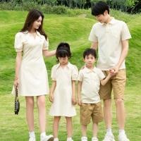 ราคา สีขาวครอบครัวจับคู่ชุดเสื้อโปโลผู้หญิงสาวชุดคู่ชุดเสื้อผ้าชายหาดเด็กสั้นกางเกง (25722409238)
