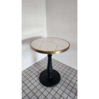 ราคา ท๊อปโต๊ะ หน้าโต๊หินเทียม ลายหินอ่อนขาว หรูหราพร้อมขอบสแตนเลสสีทองปัดเงาไทแทเนี่ยม (26354312903)