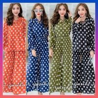 ราคา อก > 54 งานป้าย เสื้อยืด สำหรับสาวอวบ ลายจุด oversize เสื้ออัดพลีท ทรงใหญ่ แขนยาว กางเกงขายาว แฟชั่น สีดำ กรม ส้ม เขียว (4955353772)