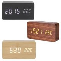 ราคา Luminous Wooden Clock Digital Alarm LED Display Electronic Rectangle Desk Table Clocks Temperature Timer Multi Function (47101647638)