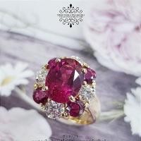 ราคา แหวนทับทิมรูปไข่ล้อมเพชรสลับทับทิม (13958127666)