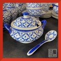 ราคา โถข้าวเซรามิค พร้แมทัพพี ลายคราม โถข้าวลายสับปะรด โถข้าว พร้อมฝา ฟรี ทัพพีตักข้าว (3573686193)