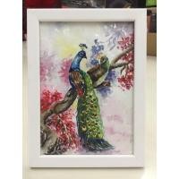 ราคา ภาพนกยูง/ภาพมงคล/ภาพวาดสีน้ำ ขนาด5*7 นิ้ว พร้อมกรอบสวยงาม (23881874257)