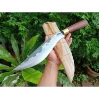 ราคา มีดเหน็บ อีเหน็บ (E-Nap) มีดอีเหน็บ มีดเดินป่า มีดต่อสู้ มีดแคมป์ มีดใบตาย ใบ 10” ผิวไฟ ด้ามไม้สาธร คอทอเหลือง ฝักไม้สัก (13149376574)