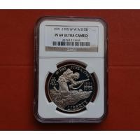 ราคา เหรียญเกรด NGC PF 69 Ultra Cameo - World War II Silver Proof Dollar 1991-95 W #เงินขัดเงา .900 Silver (42102867491)