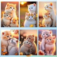 ราคา Diamond Painting 5D DIY CAT แมว ครอสติสคริสตัล 5 มิติ ปักครอสติส ภาพติดเพชร ขนาด WxH 30x40 cm (27565059381)
