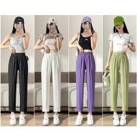 ราคา กางเกงขายาวทรงตรงเอวสูงสำหรับผู้หญิง กางเกงสูท เอวยางยืด สไตล์ลำลอง (41005762604)