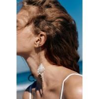 ราคา Zara Pearl & Snail Conch Seashell Ear Cuff จี้สีเงิน (45404513050)