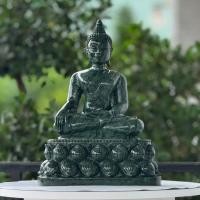 ราคา พระพุทธรูป พระแกะสลัก เชียงแสนสิงห์1 หินเขียวอินเดีย หน้าตัก 7 นิ้ว สูงรวมฐาน 13 นิ้ว 2 ชิ้น แยกฐาน นํ้าหนัก 10 กิโลกลัม (24216472179)