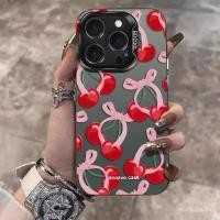 ราคา เคสโทรศัพท์แฟชั่นสีชมพูโบว์เชอร์รี่เคสซิลิโคนแบบยืดหยุ่นกันกระแทกสำหรับ iPhone xsmax/8PLUS/XR/11/12Promax/14PLUS/13Pro/15pro/16/x/ 14pro (27631884871)