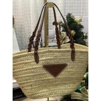 ราคา Prada Basket PRADA | Woven Palm and Leather Tote (14466938493)