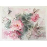 ราคา ภาพพร้อมส่ง ภาพวาดสีน้ำไม่รวมกรอบ ภาพดอกกุหลาบสีพีซ ขนาดภาพ 18 x 25 ซม. ของขวัญ ภาพติดผนัง A079 (12017398452)