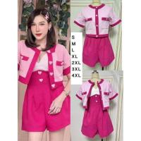 ราคา (S) พร้อมส่งชุดเซท 2 ชิ้น จั๊มขาสั้นขาวชมพูพร้อมเสื้อคลุมสีชมพูแต่งหัวใจ งานป้าย NT Princess แท้ มือ1 ป้ายห้อย (29415686190)