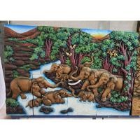 ราคา ภาพช้าง9เชือกลงสีอคลีลิคเคลือบเงาจิ๊กซอปูนปั้นขนาด80*120ซม. (19313222321)