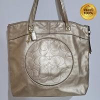 ราคา กระเป๋าสะพายCoach กระเป๋าหนังโค้ช Toteสีทองมือสองสะพายใส่สวย ๆ กระเป๋าใส่เอกสารใส่ของไปช้อปปิ้ง ของแท้มาพร้อมแทคตุ้งติ้ง (6594631824)