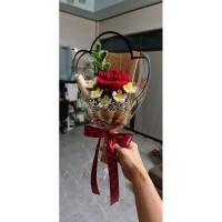 ราคา ช่อดอกไม้ดอกเดี่ยว กุหลาบ ทานตะวัน จากลวดกำมะหยี่ จัดส่งภายใน2-3วัน (29723980848)