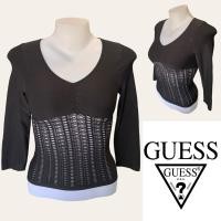 ราคา Guess เสื้อยืดคอวีสีดำเเขนยาว ด้านล่างเป็นผ้าตะข่าย GC230 (25202796338)