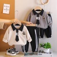 ราคา เด็กฤดูใบไม้ร่วงฤดูใบไม้ผลิแฟชั่นเด็กทารกผ้าฝ้ายเสื้อผ้าชุดทารกการ์ตูนหมีปกเสื้อกับผูกลายกางเกง2ชิ้น/เซ็ตเด็กวัยหัดเดินสาวสบายๆเครื่องแต่งกายเด็กชุดวอร์ม (42208399232)