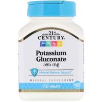 ราคา โพแทสเซียม 21st Century, Potassium Gluconate, 595 mg, 110 Tablets (15138322498)
