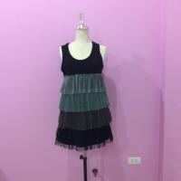 ราคา ชุดเดรสสั้น แต่งระบายเป็นชั้นๆ แขนกุด (2911083676)