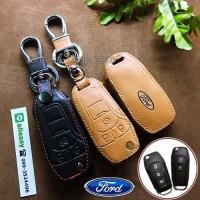 ราคา ซองหนังแท้ ใส่กุญแจรีโมทรถยนต์ All New Ford Ranger,Everest 2015-20 โลโก้ป้ายเงิน พับข้าง (13511847528)