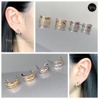 ราคา ต่างหูเพชร CZ ทรงห่วงครึ่งวง งานเพชรฝังอย่างดี (9311574698)