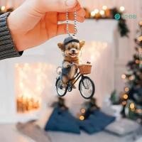 ราคา ดร.เบอิ เครื่องประดับต้นคริสต์มาสเหมือนจริงลูกสุนัขขี่จี้จักรยาน 2ง แบนคู่พิมพ์อะคริลิแขวนตกแต่งสําหรับต้นไม้ตกแต่งบ้าน (28560890787)