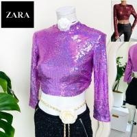 ราคา ไซด์ S-M แบรนด์ Zaraแท้ 100%เสื้อ ทรงครอป งานเกล็ดวิบวับ สีชมพูพิงค์ ใส่ออกงาน ปาร์ตี้ ชุดออกงาน ชุดปาร์ตี้ (28602048024)