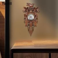 ราคา [negjsg] นาฬิกา Hand-Carved Cuckoo นาฬิกาห้องนั่งเล่นตกแต่งห้องนอน Tabletop Wall Cuckoo นาฬิกา (50306087048)