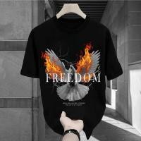 ราคา เสื้อยืด สกรีนลาย คอกลม แขนสั้น ผ้าคอตตอน สีดำ สีขาว Cotton (26166990190)