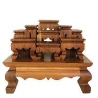 ราคา โต๊ะหมู่ 9 (10 ชิ้นรวมฐาน) ผลิตจากไม้สัก โต๊หมู่บูชา ขนาดเล็ก (12014393474)
