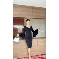 ราคา เดรสแขนกระดิ่ง ชุดดำ เดรสสีดำ ชุดไทยจิตรลดา ชุดดำสุภาพ ชุดดำแฟชั่น ชุดผ้าไหมสีดำ (13017024085)